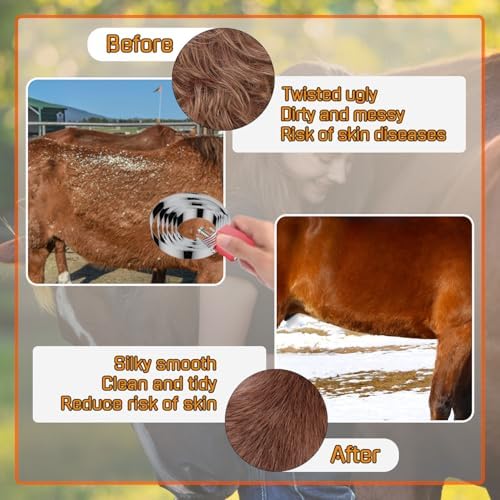 Curry Comb Kit, 6 Ring Curry Comb & Horse Grooming Mitts - Image 3