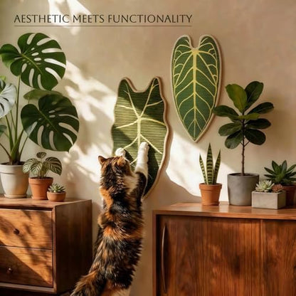 Premium Natural Sisal Botanical Leaf Cat Scratcher Mat, Extra Large Leaf-Shaped - Image 2