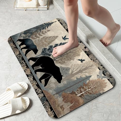Cute Brown Bear Fast Drying Absorbent Bathroom Mat, Non-Slip Rubber Backing by Unknown