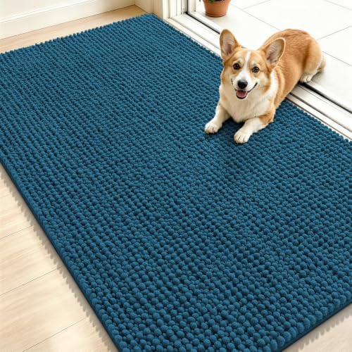 Smiry Dog Door Mat for Muddy Paws 48x30, Ultra Absorbent Chenille Doormat by Smiry
