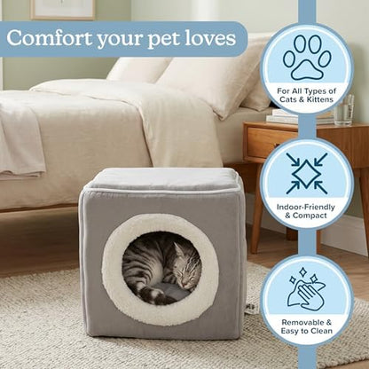 Cat House - Indoor Bed with Removable Foam Cushion - Cat Cave - Image 5