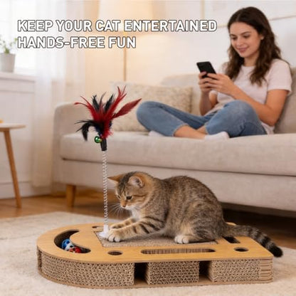 OHMU Interactive Cat Scratcher Toy, Wooden Puzzle Scratch Board - Image 7