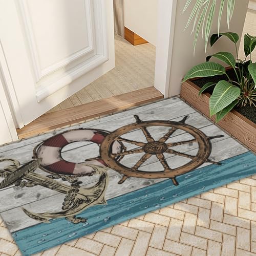 Giwawa Nautical Anchor Bath Rug Coastal Boat Bathtub Mat Extra Absorbent - Image 7