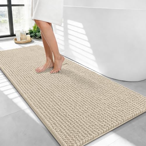 OLANLY Thick Chenille Bathroom Runner Rugs 44x24, Absorbent Bath Mat by OLANLY