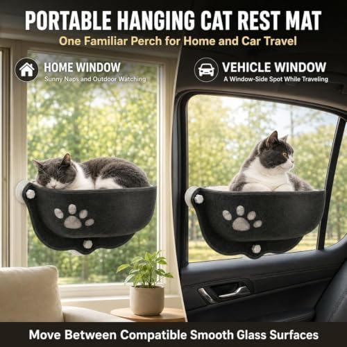 Cat Car Window Hammock with Soft Pad, Cat Car Window Seat, Suction Cup Bed - Image 3