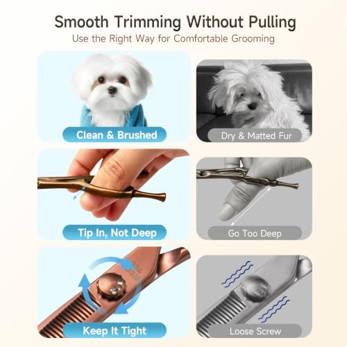 7'' Curved Thinning Dog Grooming Scisscors Matte Bronze - Image 5