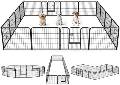 DUMOS Dog Playpen 24 Inch 16 Panels Indoor Outdoor Metal Pet Fence by DumosLifestyle
