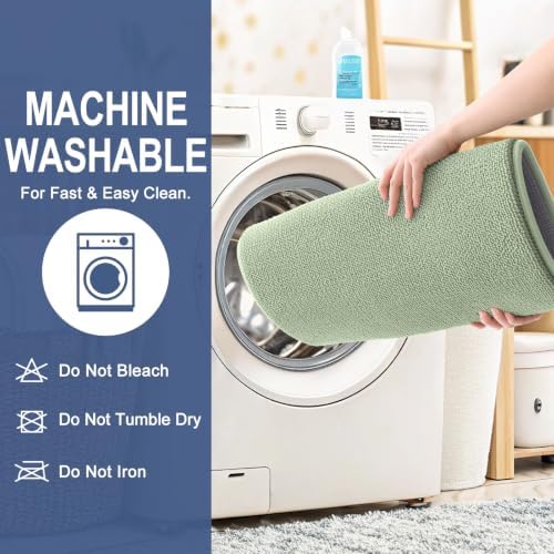 OLANLY Memory Foam Bathroom Runner Rugs 40x24, Absorbent Mat, Sage Green - Image 6