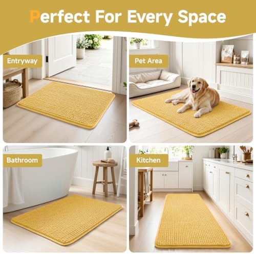 Ophanie Yellow Bathroom Rugs 36x24, Soft Chenille Bath Mat, Non Slip Absorbent - Image 7