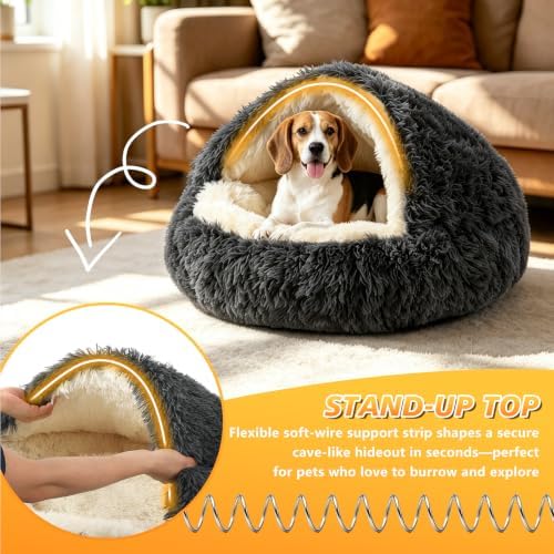 NOYAL Hooded Donut Bed, Calming Cave - Image 6