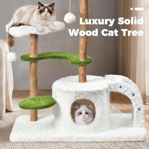 Easyego Modern Cat Tree, 45.6" Aesthetic Wood Cat Tree Tower - Image 3