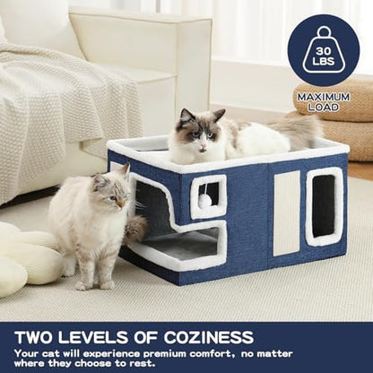 Large Cat Houses for Indoor Cats, Extra Wide Cat Cave Bed - Image 5