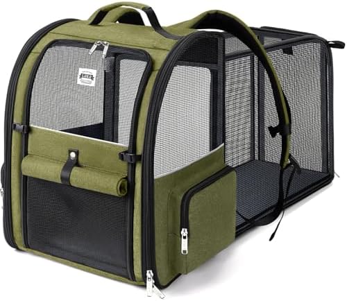 Large Cat Backpack Carrier Expandable Pet Carrier Backpack by LEKEBOBOR