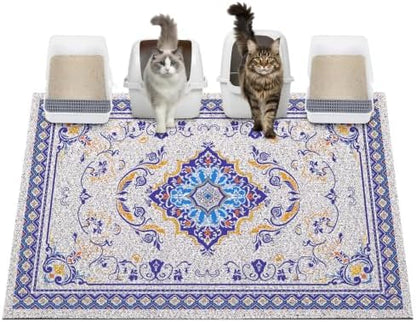 Glittme Cat Litter Mat 47"x35" Non-Slip Washable Trapping Mat by Glittme