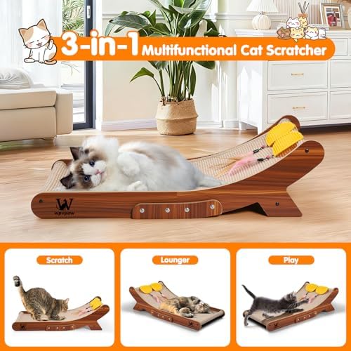 Sisal Cat Scratcher Bed, Natural Solid Wood Scratch Lounger, No Mess Scratching - Image 3