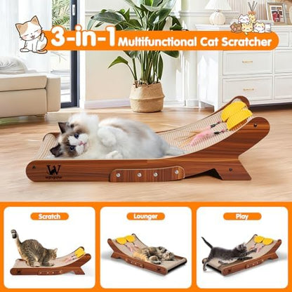 Sisal Cat Scratcher Bed, Natural Solid Wood Scratch Lounger, No Mess Scratching - Image 3