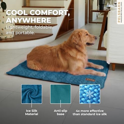 Pelsbarn Dog Cooling Mat, Ice Silk Self-Cooling Pad, Deep Blue - Image 6
