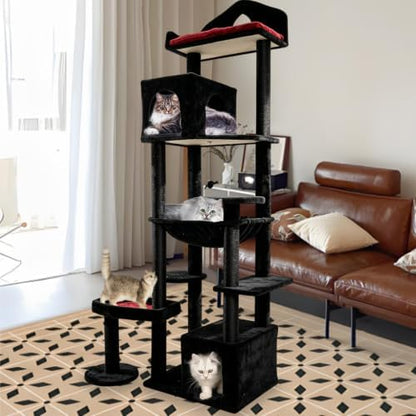 Gothic Cat Tree with Coffin Bed, Spooky Cat Tower with Scratching Post - Image 5