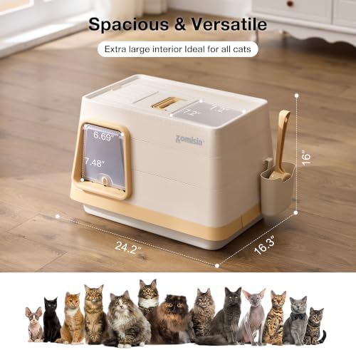 ZOMISIA Stainless Steel Cat Litter Box, Extra Large Covered Litter Box - Image 6