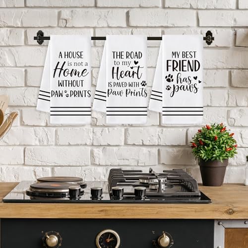 Paws Print Hand Towel, 6 Pack Kitchen Dish Cloths Set Dog Lovers Gift - Image 6