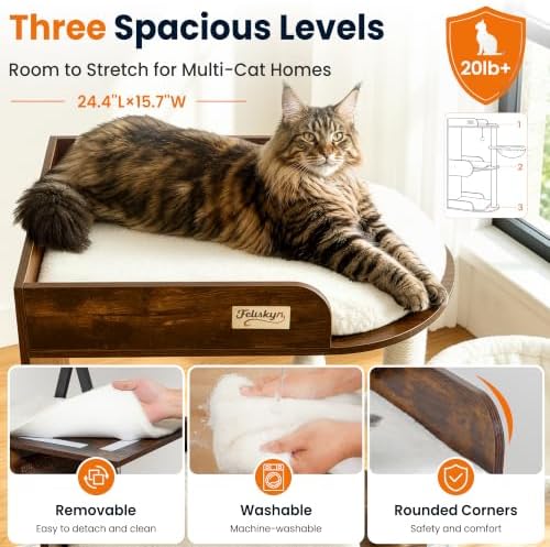 44.8in Modern Wood Cat Tree Tower - Image 2
