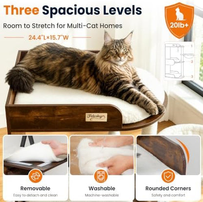 44.8in Modern Wood Cat Tree Tower - Image 2