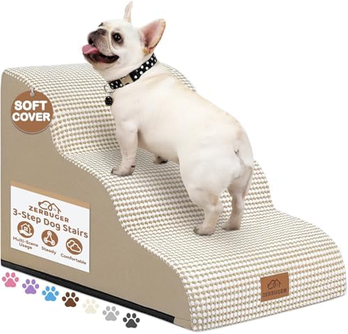 Zerbuger Dog Ramp and Stairs for Bed, Nonslip Cover by Zerbuger