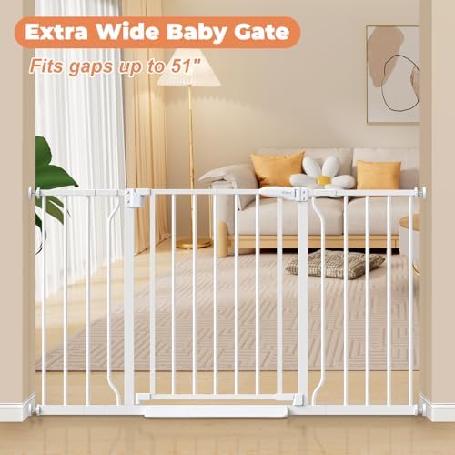 29"-51" Extra Wide Baby Gate, No Drilling Auto Close Dog Gate - Image 2