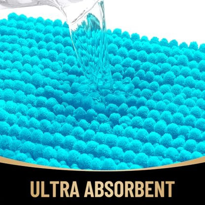 OLANLY Thick Chenille Small Bathroom Rugs Mats 24x16, Aqua Sky - Image 3