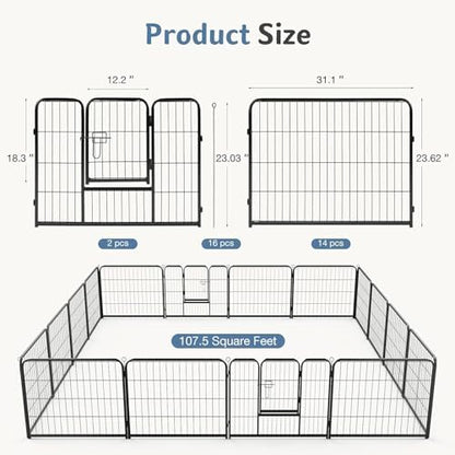 DUMOS Dog Playpen 24 Inch 16 Panels Indoor Outdoor Metal Pet Fence - Image 2
