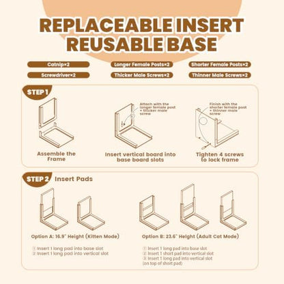 Replaceable Cardboard Cat Scratcher, Easy 30-S Assembly & 3-Second Swap - Image 7