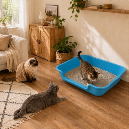 Extra Large Low Entry ABS Cat Litter Box, Light Blue, 1 Pack - Image 2