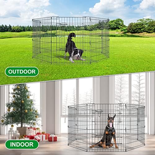 Artmalle 30" H x 24" W Dog Playpen, 8 Panel Rustproof Metal Pen - Image 4