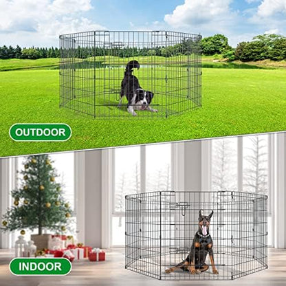Artmalle 30" H x 24" W Dog Playpen, 8 Panel Rustproof Metal Pen - Image 4