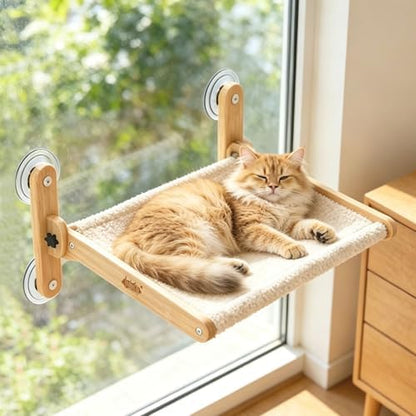 LuLu's World Foldable Large Cat Window Perch, Wooden Frame 23.7"×14.4" Beige by LuLu%E2%80%98sWorld