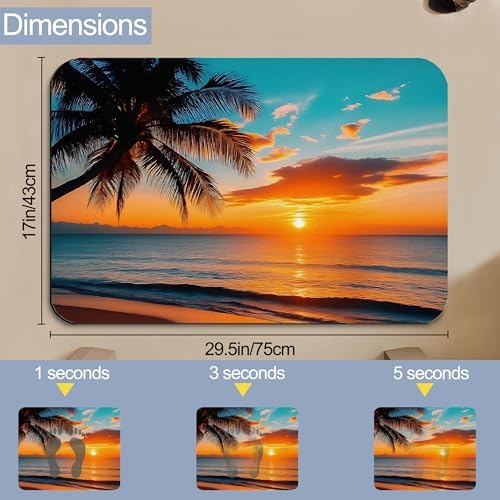 Summer Beach Sunset Bath Mat, Fast Drying Tropical Palm Tree Bathmats - Image 2