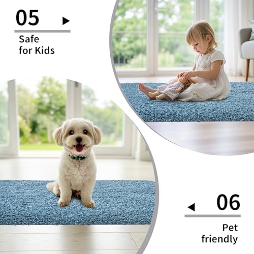Disolla Blue Bathroom Rugs 17x24, Microfiber Non-Slip Plush Small Bath Mat - Image 6