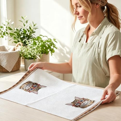 Hanamiya Na 4 Pcs Funny Cat Kitchen Hand Towels 24x14 Inch - Image 6