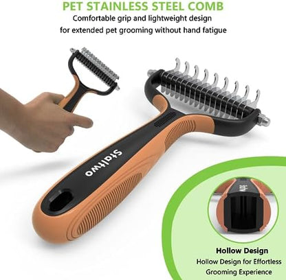 Staltwo Deshedding Dog Brush for Shedding, Undercoat Rake for Dog&Cat - Image 4
