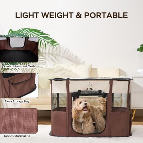 XRG Foldable Pet Playpen, Indoor Cat cage Puppy Crates M - Image 5
