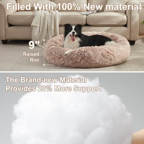 42 in Faux Fur Fluffy Donut Dog Bed - Image 3