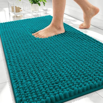 OLANLY Thick Chenille Absorbent Bathroom Rugs Mat 30x20, Deep Lake by OLANLY