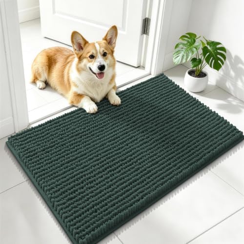 Smiry Dog Door Mat for Muddy Paws 24x16, Ultra Absorbent Chenille Doormat by Smiry