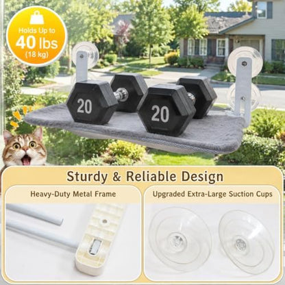 Cat Window Perch Hammock with 2 Washable Plush Covers, Cozy Window Bed - Image 6