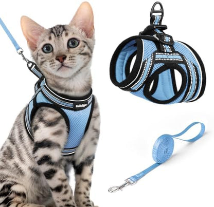 rabbitgoo Cat Harness and Leash Set, Step-in Soft Vest, Light Blue by rabbitgoo