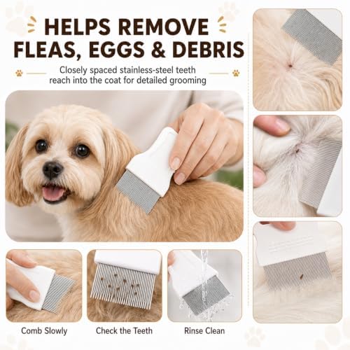Flea Comb for Cats and Dogs, 7 Pack Professional Pet Grooming Comb Set - Image 5