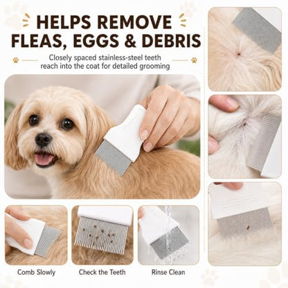 Flea Comb for Cats and Dogs, 7 Pack Professional Pet Grooming Comb Set - Image 5