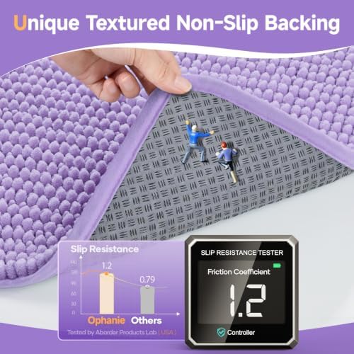 Ophanie Purple Bathroom Rugs 44x24, Soft Chenille Bath Mat, Non Slip Absorbent - Image 4