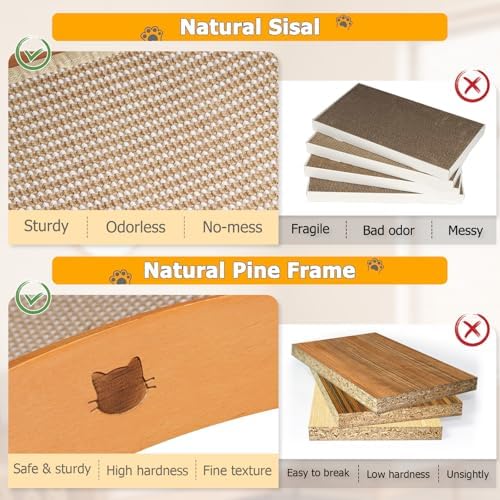 3 in 1 Sisal Cat Scratcher Bed, Solid Pine Cat Scratcher - Image 6