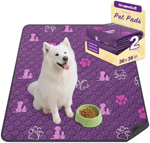 WanpeeGoo Washable Pee Pads for Dogs, Waterproof, 36 x 36 in, 2 Pack by WanpeeGoo